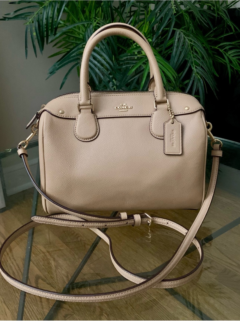 Coach F57521 Bennet mini Leather Satchel Crossbody in Beige